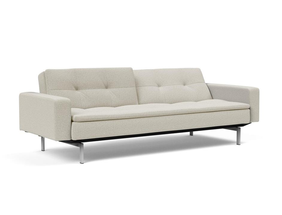 DUBLEXO SLEEPER SOFA W/ARMS in MIXED DANCE NATURAL FABRIC WITH Stainless Steel LEGS 527 by INNOVATION USA