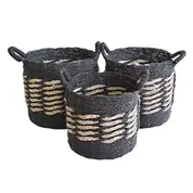 Matira Basket Set of 3 Black with Natural Accents by Dovetail