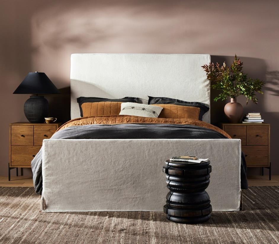 Daphne King Slipcover Bed - Brussels Natural by Four Hands