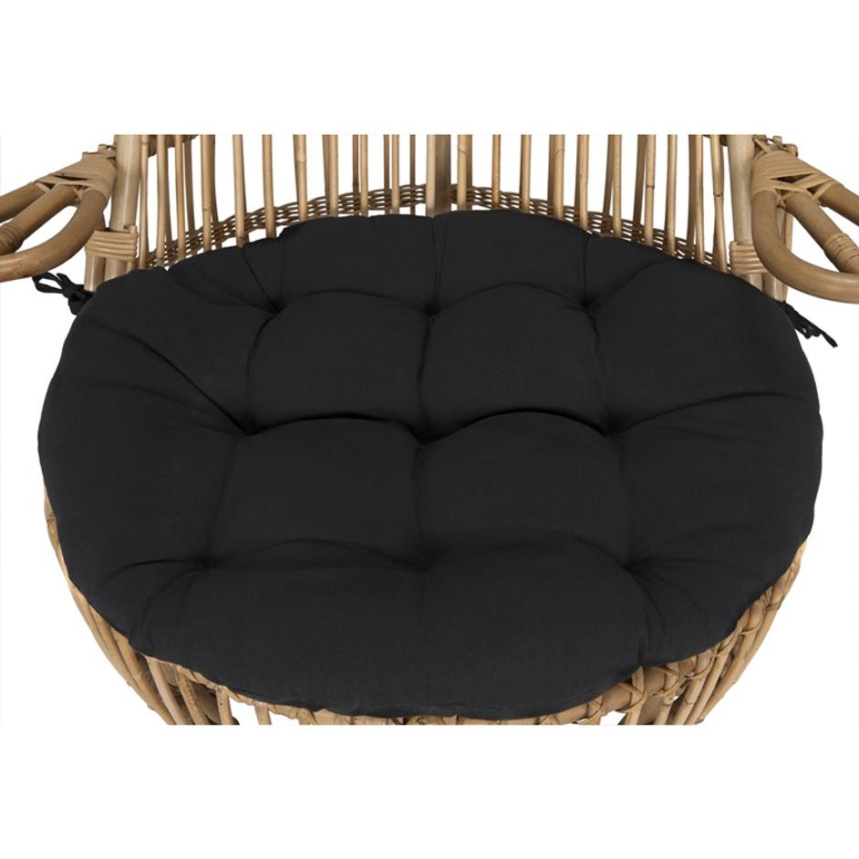 Clementine Rattan Chair with Black Cotton Cushion and Clear Coat Finish by Noir Furniture