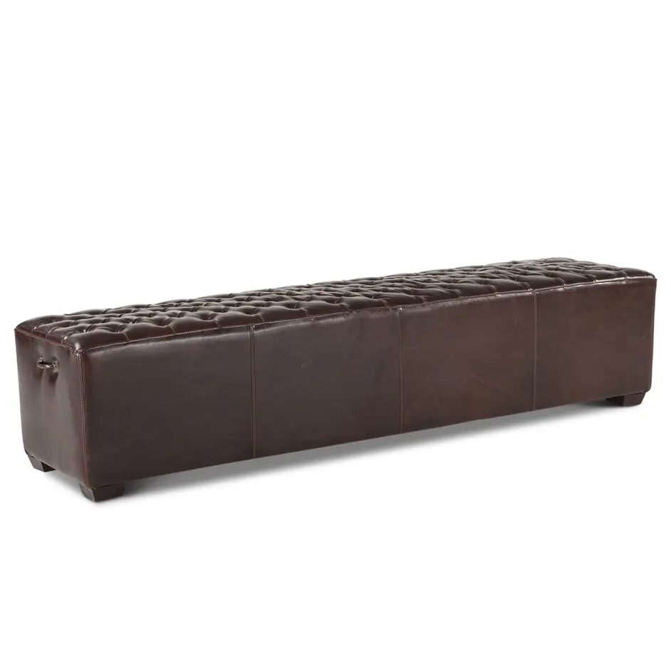 D'Orsay 78-Inch Long Leather Bench with Diamond Stitched Detailing by Home Trends & Design
