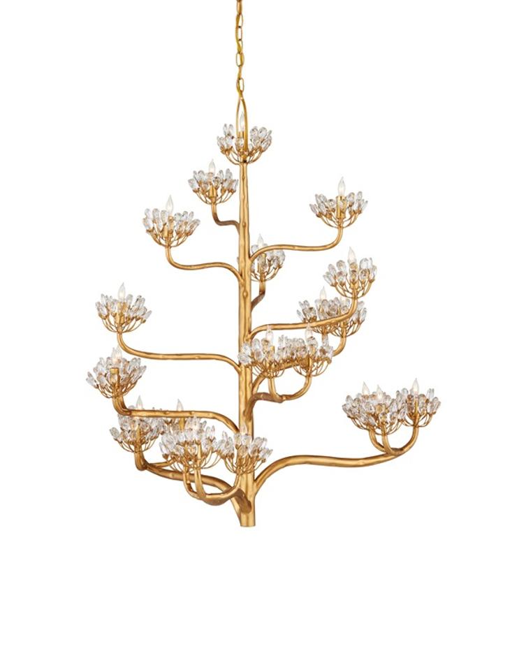 Agavé Americana Gold Chandelier In Dark Contemporary Gold Leaf by Currey & Company