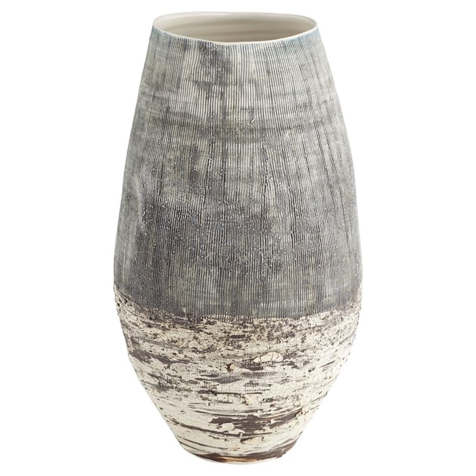 Calypso Vase | Off White | Brown - Large by Cyan Design