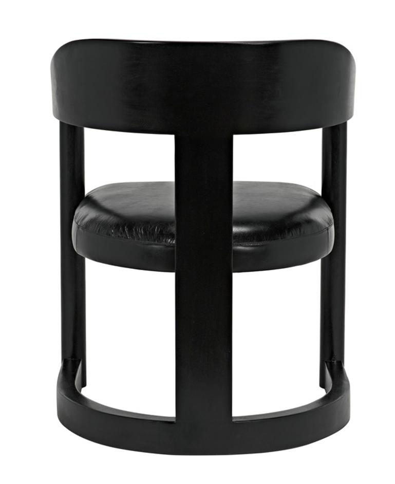 McCormick Teak Chair in Charcoal Black with Black Leather Upholstery by Noir Furniture