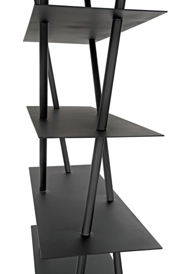 Siddhartha Industrial Steel Bookcase in Matte Black by Noir Furniture