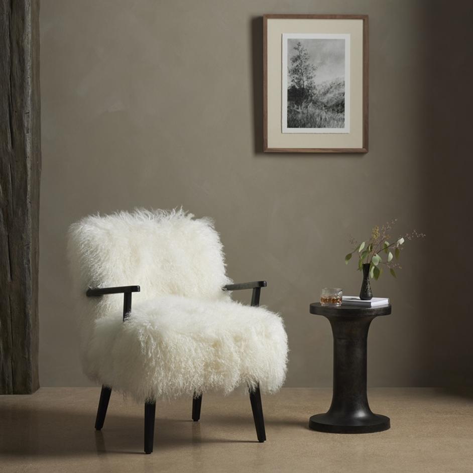 Ashland Armchair In Mongolia Cream Fur by FOUR HANDS