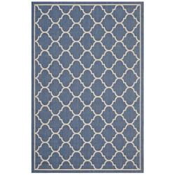 Hollis Moroccan Quatrefoil Trellis 5X8 Indoor And Outdoor Area Rug In Blue And Beige by Modway Furniture