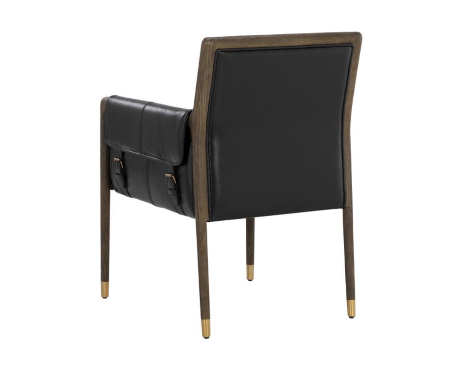 MAUTI DINING ARMCHAIR - DISTRESSED BROWN - CORTINA BLACK LEATHER by Sunpan