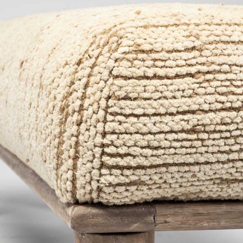 Alder II 55L x 16W Cream Upholstered Seat Wooden Base Accent Bench by Mercana