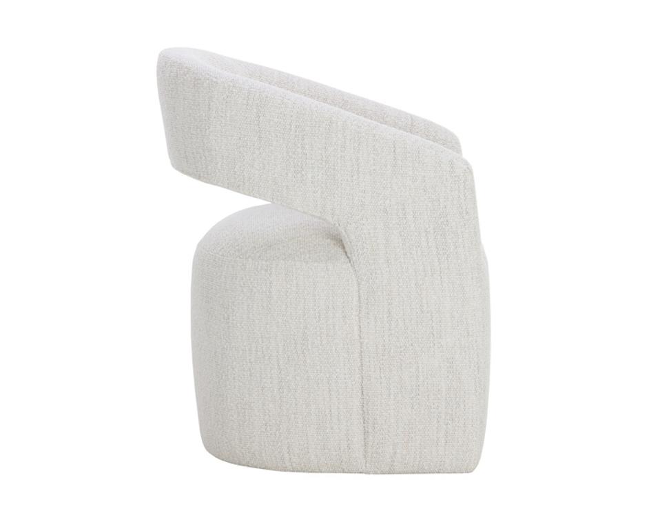 LLORET WHEELED DINING ARMCHAIR - MERINO PEARL by Sunpan