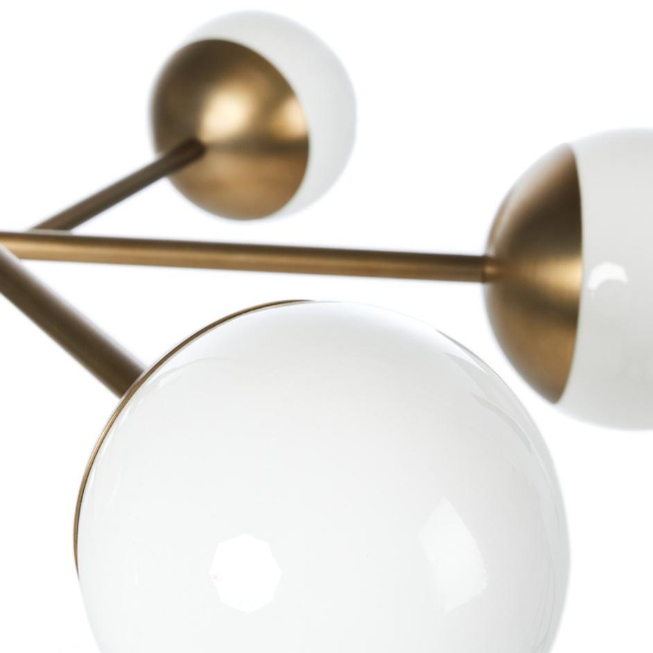 Oriana Chandelier In Aged Brass Iron And Milk Glass by Four Hands