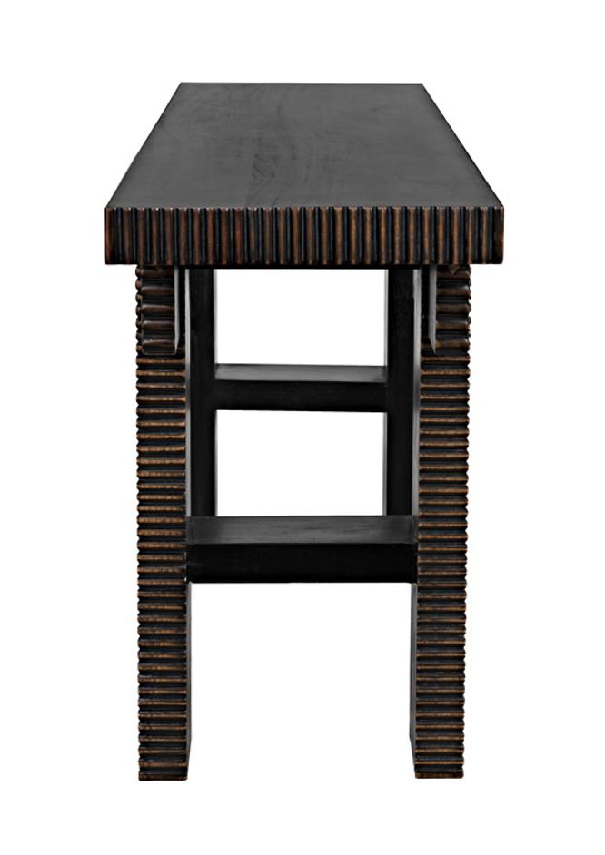 Nabu Mahogany Console in Hand-Rubbed Black with Light Brown Accents by Noir Furniture