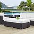 Minerva Outdoor Patio Fabric Rectangle Ottoman In Espresso White by Modway Furniture