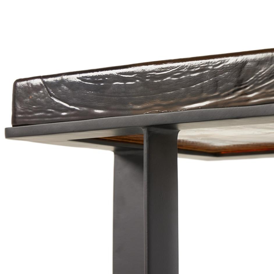 Giselle End Table In Amber Cast Glass by FOUR HANDS