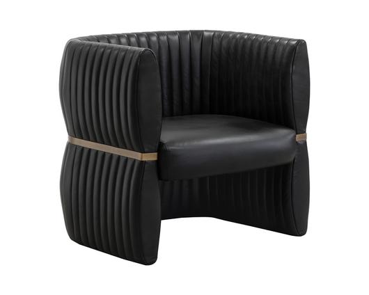 TRYOR LOUNGE CHAIR - VINTAGE BLACK NIGHT LEATHER by Sunpan