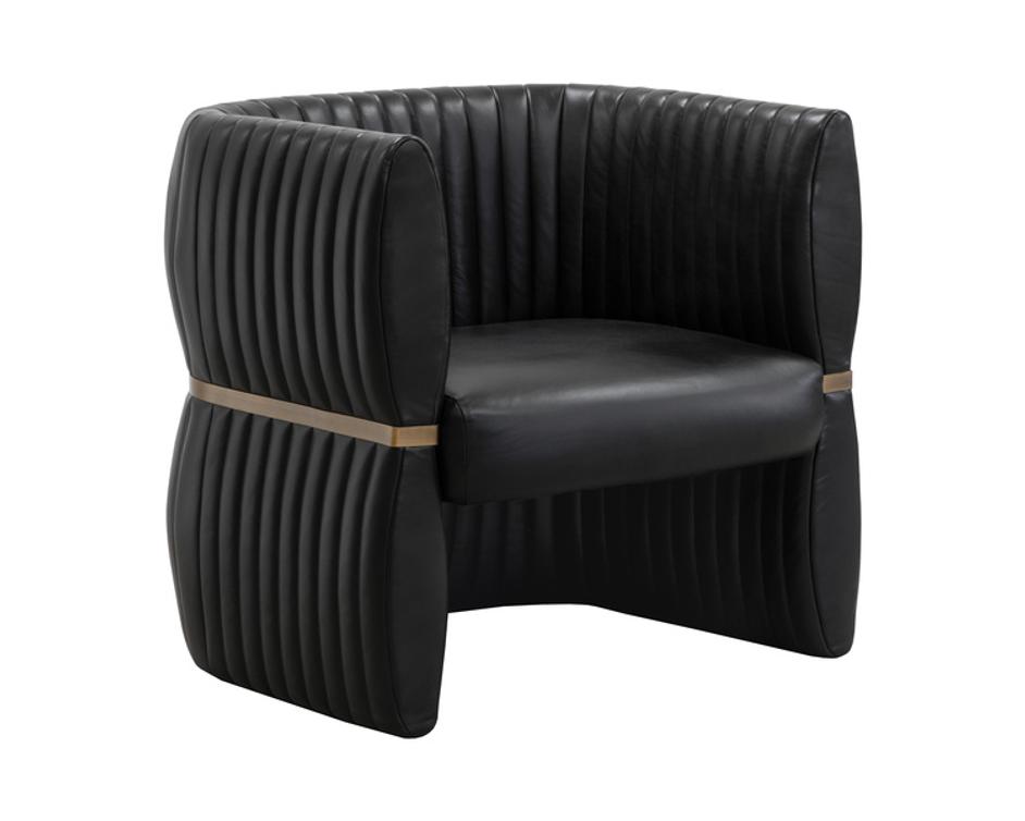 TRYOR LOUNGE CHAIR - VINTAGE BLACK NIGHT LEATHER by Sunpan