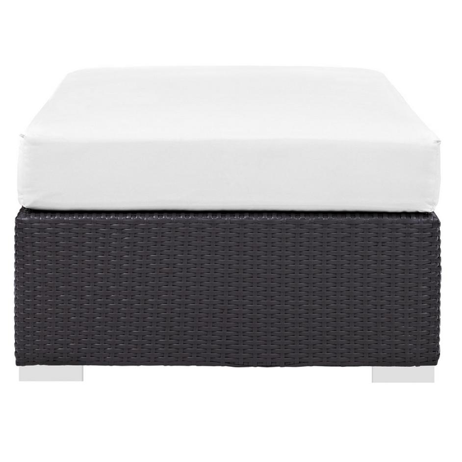 Minerva Outdoor Patio Fabric Rectangle Ottoman In Espresso White by Modway Furniture