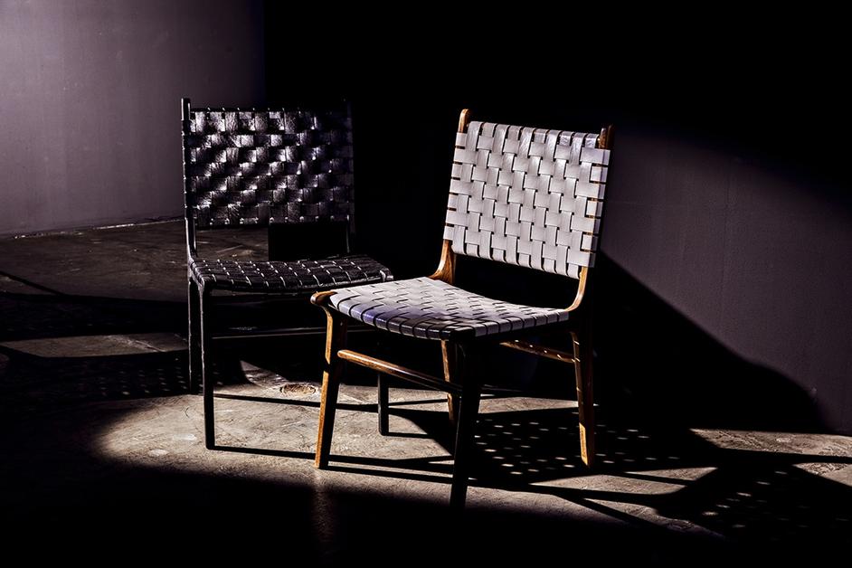 Dede Dining Chair, Leather, Black by Noir Furniture