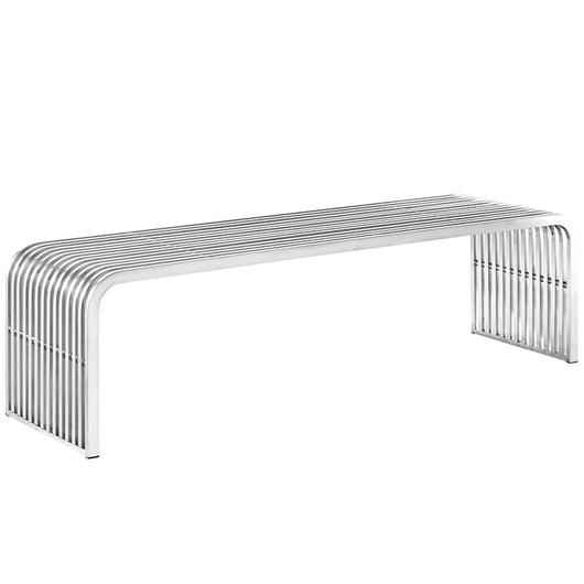 Hartin 60" Stainless Steel Bench In Silver by Modway Furniture