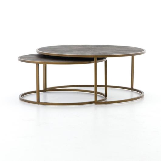 Shagreen Nesting Coffee Table-Brass by FOUR HANDS