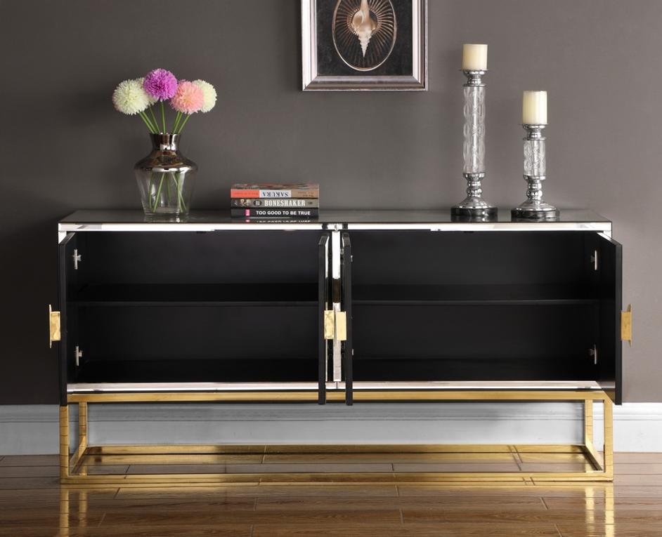 Grace Sideboard/Buffet In Mirrored/Gold Base by Meridian Furniture