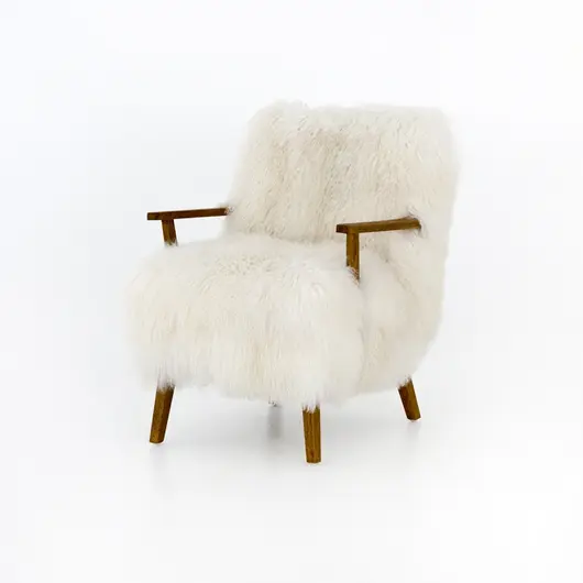 Ashland Armchair-Mongolia Cream Fur by FOUR HANDS
