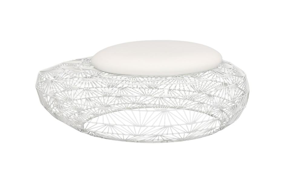 Wire Mesh Stone Stool With Cushion, Large by Phillips Collection