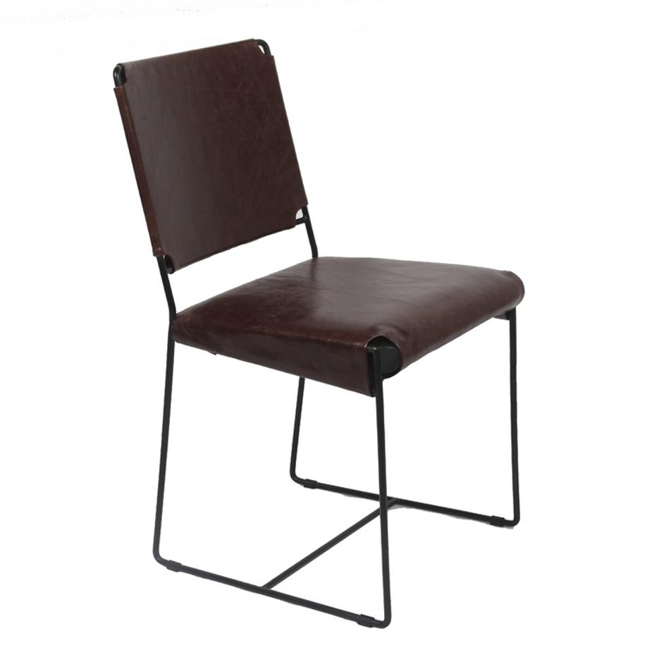 New York Iron and Chocolate Leather Dining Chair by Home Trends & Design
