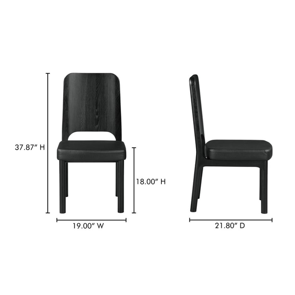 Kerr Dining Chair Vegan Leather Black-Set Of Two by Moes Home