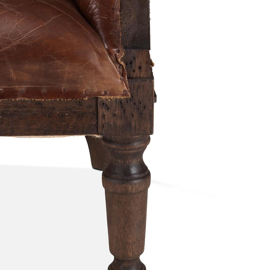Welsh Deconstructed Armchair with Vintage Cigar Leather and Solid Wood Legs by Home Trends & Design