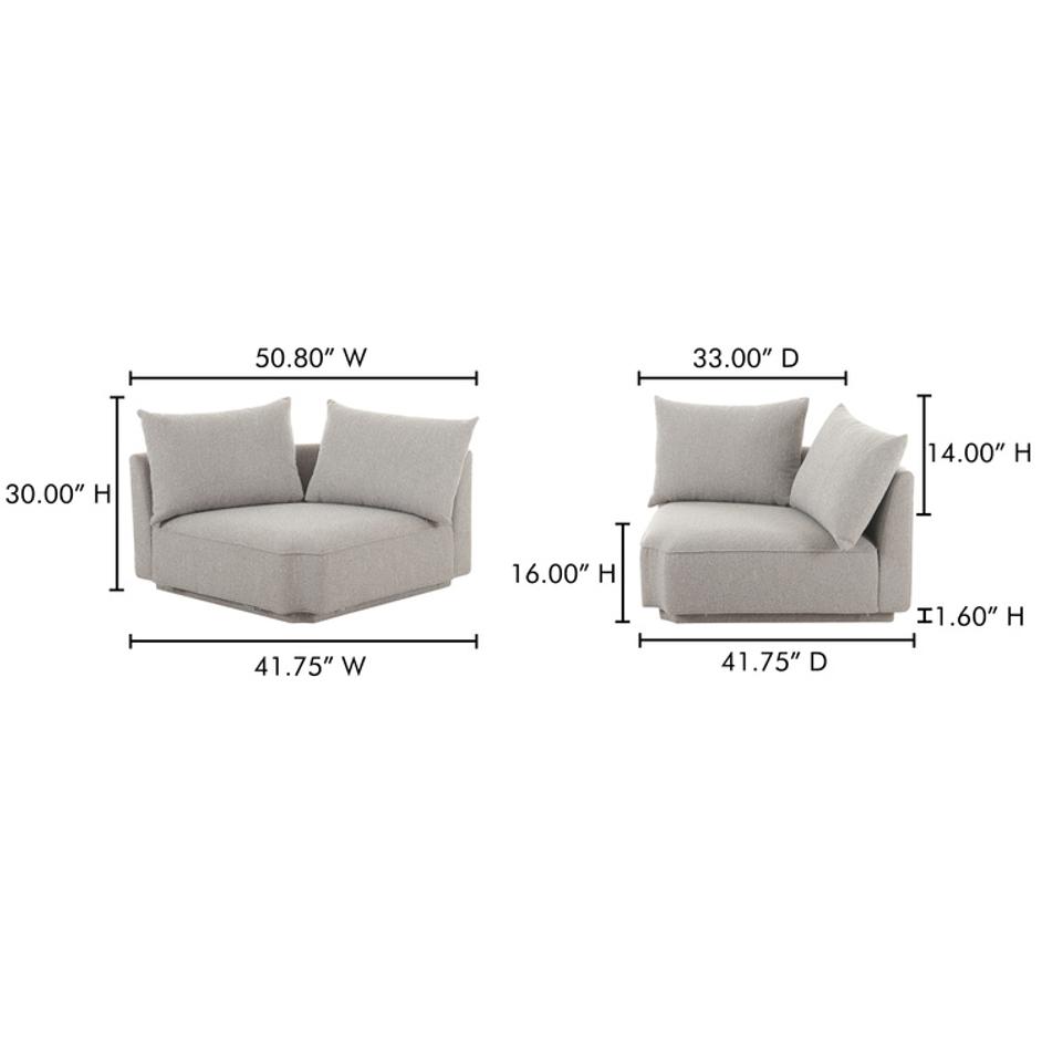 Rosello Corner Chair Light Grey by Moes Home