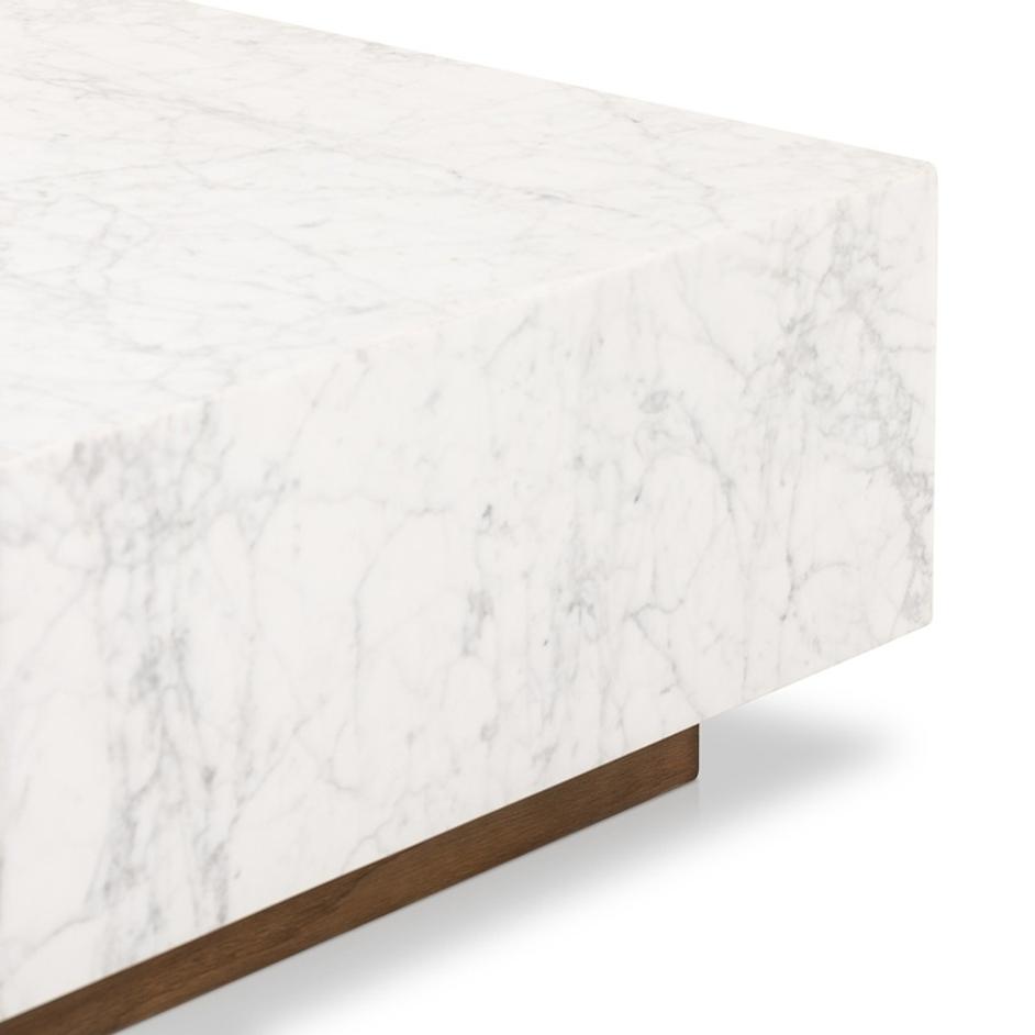 Masera Marble Coffee Table - White Carrara Marble by Four Hands