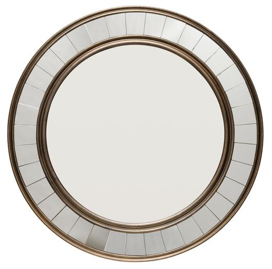 Coltrane Wood Round Wall Mirror, Antique Bronze by Jamie Young