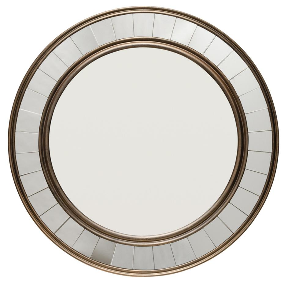 Coltrane Wood Round Wall Mirror, Antique Bronze by Jamie Young
