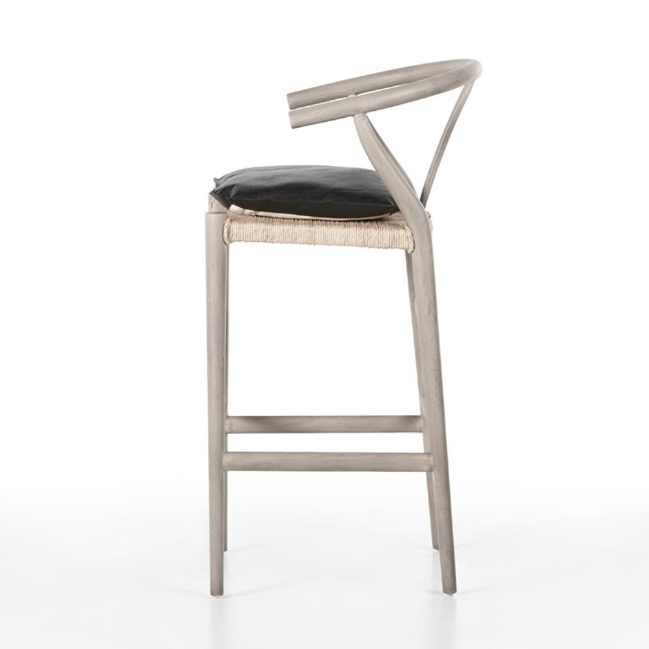 Muestra Stool W Cushion In Wht Grey In Bar by FOUR HANDS