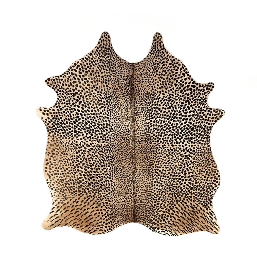 Leopard Printed Hide Rug In Brown & Black by FOUR HANDS