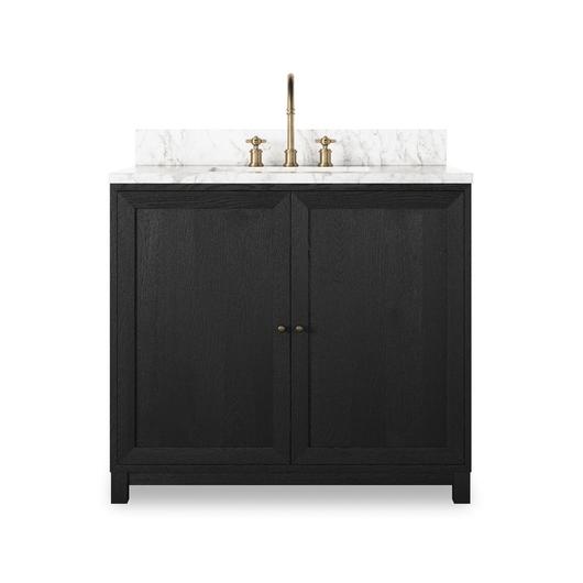 Millie Single Vanity - Satin Drifted Black Veneer by Four Hands