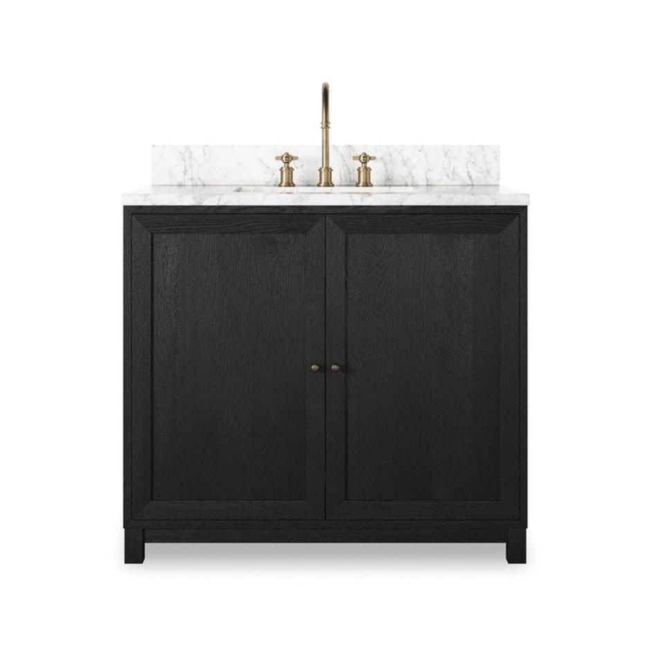 Millie Single Vanity - Satin Drifted Black Veneer by Four Hands