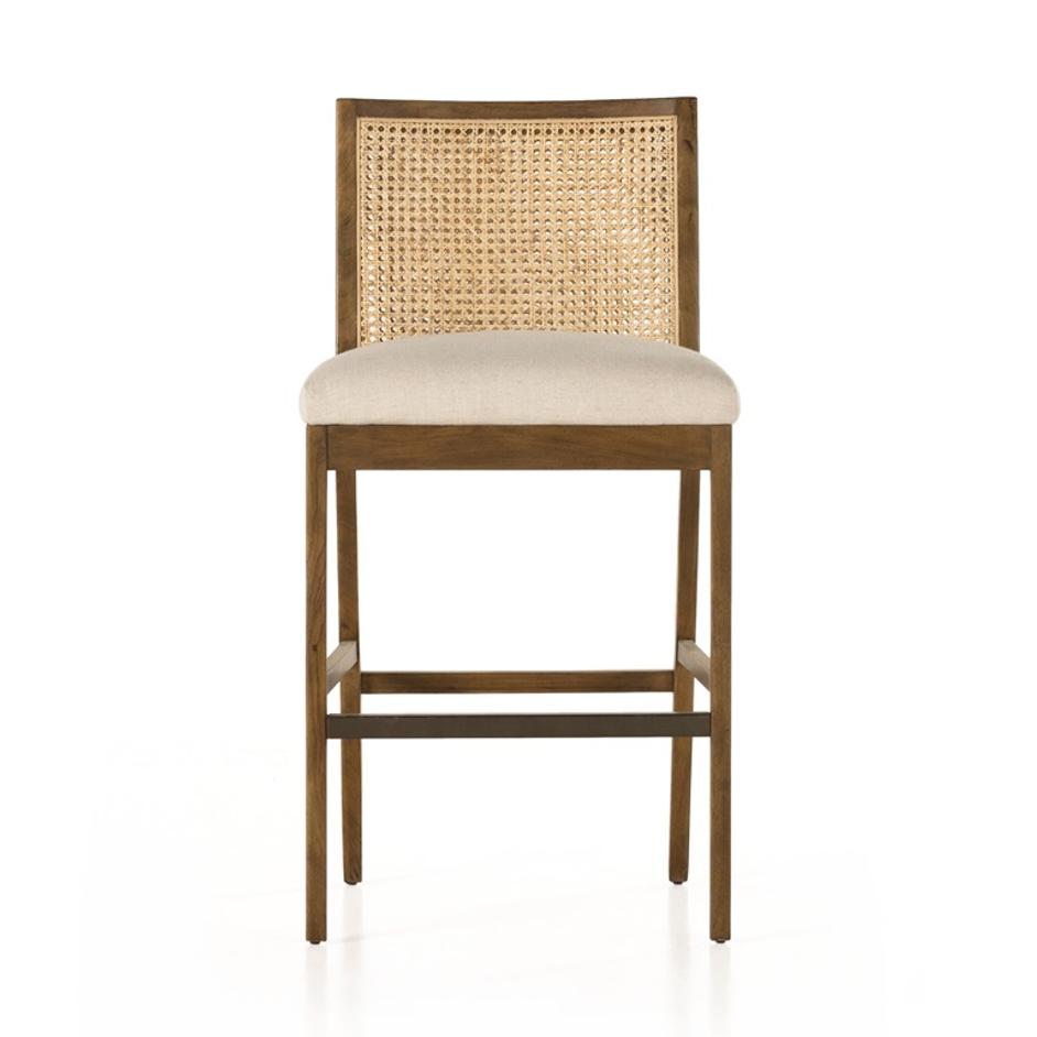 Antonia Cane Armless Bar + Counter Stool - Savile Flax by Four Hands