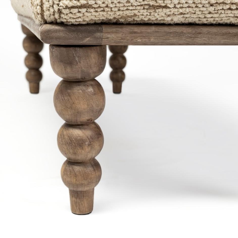 Alder II 55L x 16W Cream Upholstered Seat Wooden Base Accent Bench by Mercana