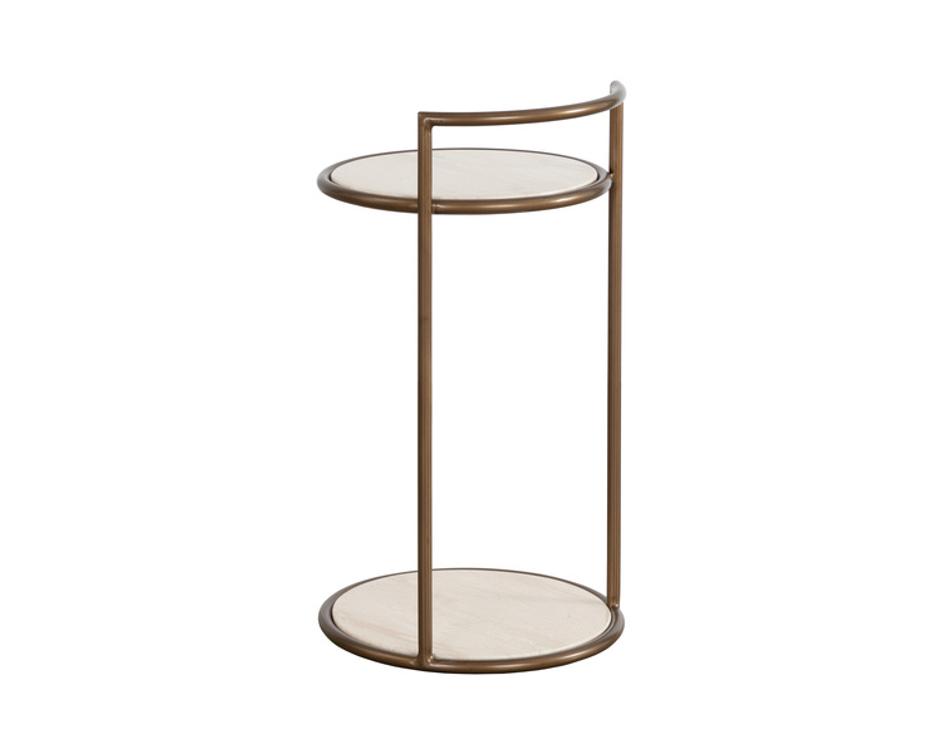 PARGA END TABLE - RUSTIC BRONZE - TRAVERTINE LOOK by Sunpan