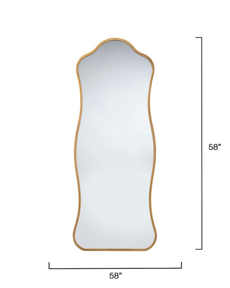 Aurora Wavy Iron Floor Mirror, Antique Brass by Jamie Young