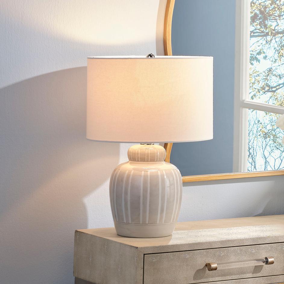 Arthur Ceramic Table Lamp with Linen Shade, Grey by Jamie Young