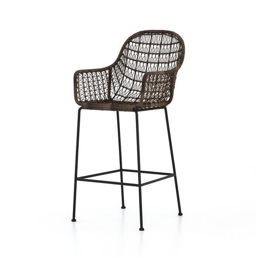 Bandera Outdoor Woven Barstool-Dist Grey by FOUR HANDS