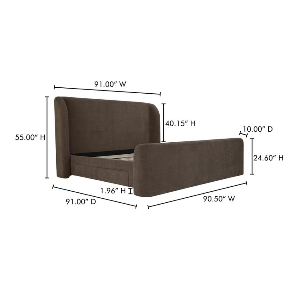 Sophia King Storage Bed Brown by Moes Home