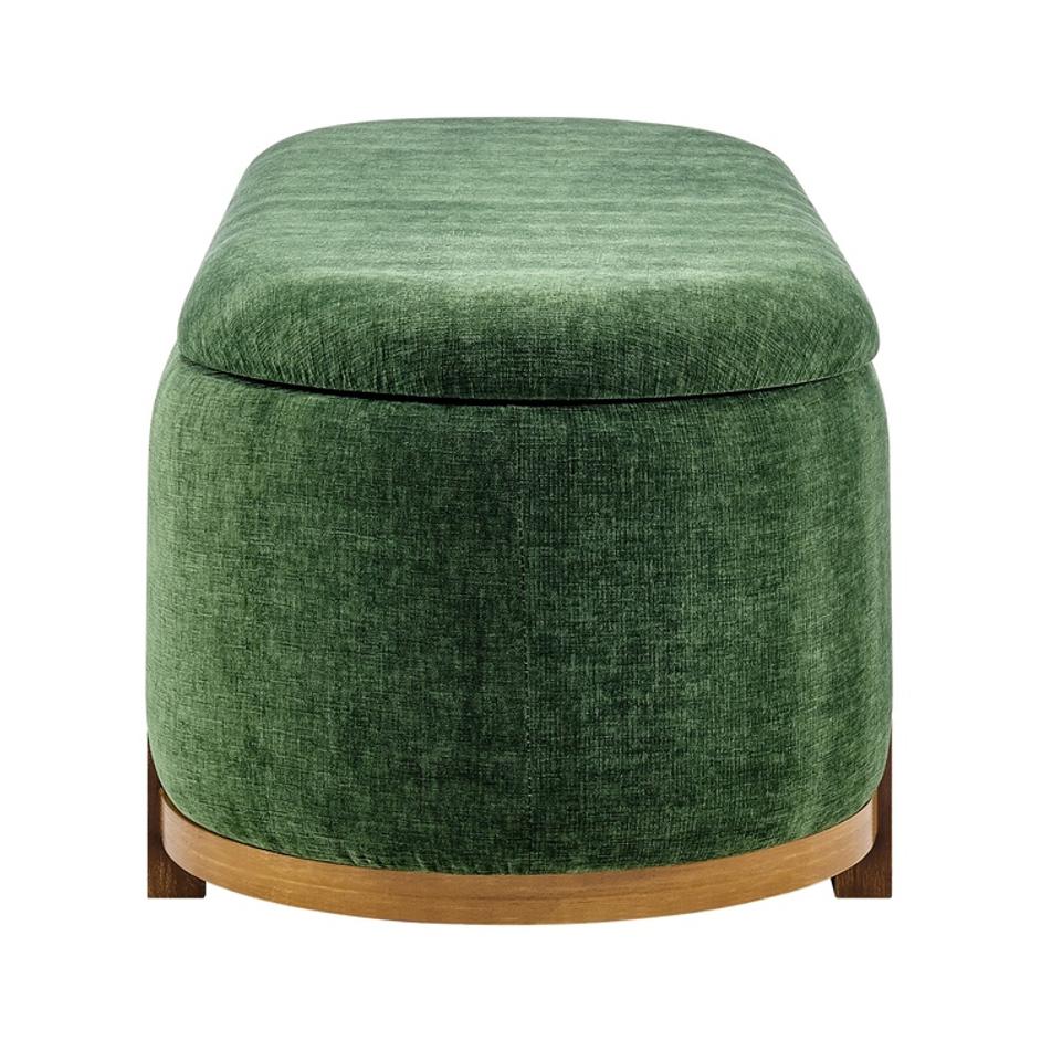 Ayleen Chenille Storage Bench, Seneca Green  by New Pacific Direct
