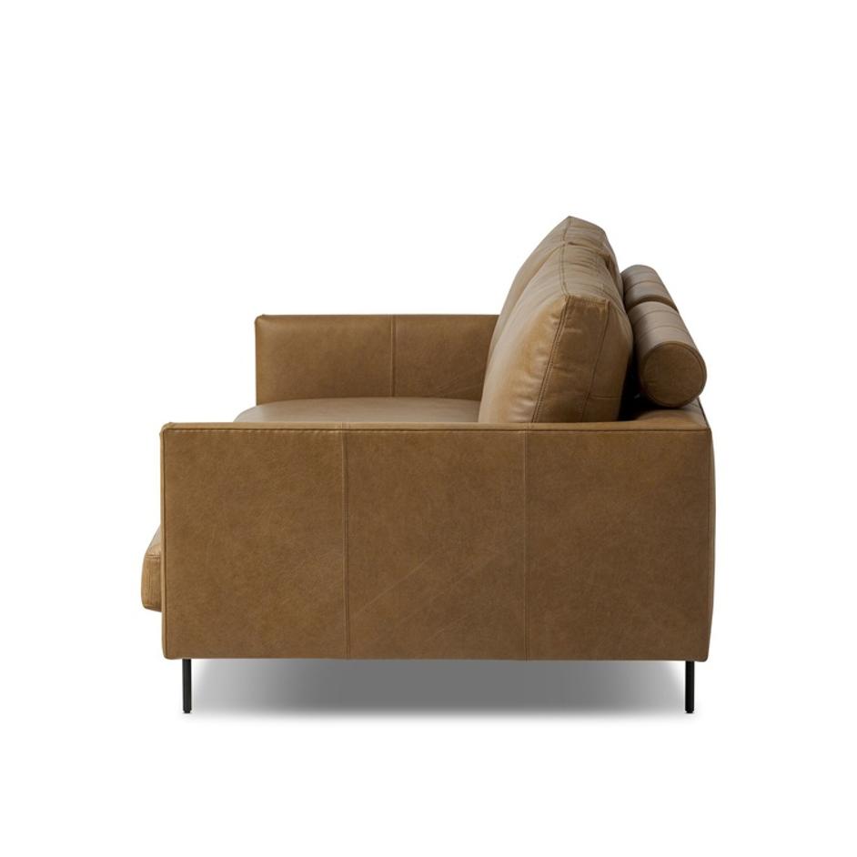 Melle Sofa In Lipari Camel And Ebony Steel by Four Hands