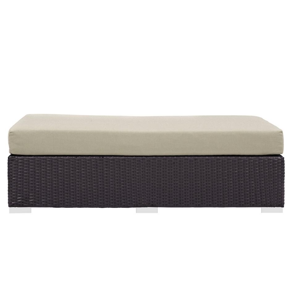 Minerva Outdoor Patio Fabric Rectangle Ottoman In Espresso Beige by Modway Furniture