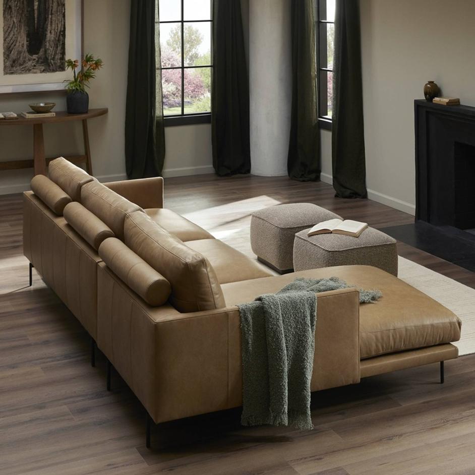 Melle 2-Piece Sectional In Lipari Camel And Ebony Steel by Four Hands