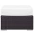 Minerva Outdoor Patio Fabric Square Ottoman In Espresso White by Modway Furniture